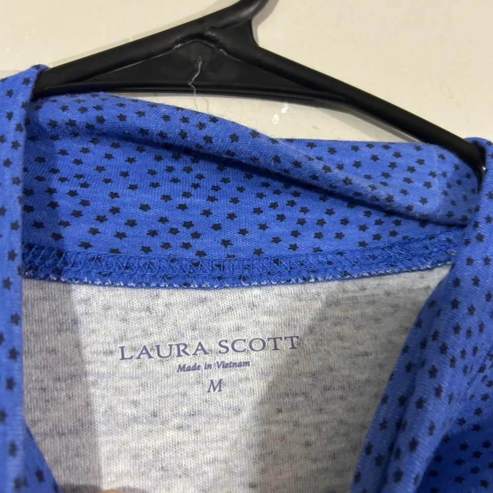 Top para mujer LAURA SCOTT azul real estampado de estrellas cuello falso manga larga M algodón Foto 3 de 4