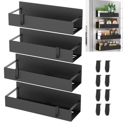 4x Gewürzregal Magnetisch für Kühlschrank Ohne Bohren Kühlschrank Hängeregal Set
