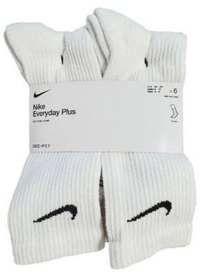 Nike Youth Crew Socks, Everyday Plus Cushioned SX6897-100 Medium 5y-7y, 6 PAIRS