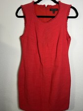 Banana Republic Sheath Dress Women's Size 6 Red Sleeveless Raw Hem Knee Textured