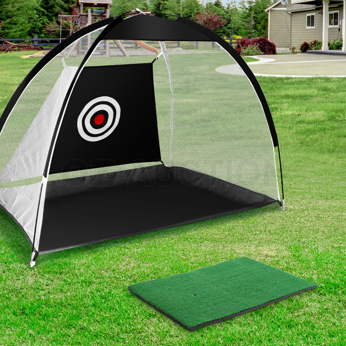 Golf Practice Net and Hitting Mat Set Home Chipping Cage Driving ...