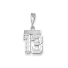 Real 14ktw Small Brushed Diamond-cut Number 13 Charm