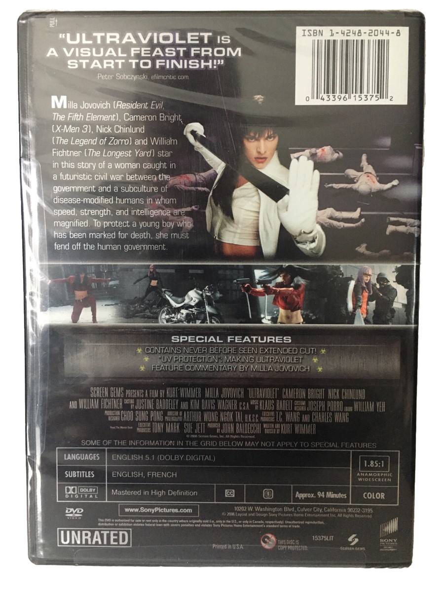 Ultraviolet (DVD 2006)Unrated Extended Cut! Milla Jovovich! Extras