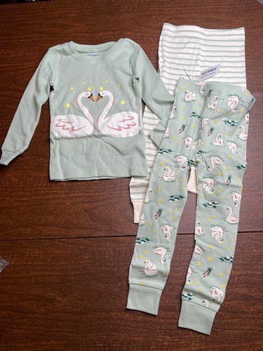 NWT 5t 5 swan mama swans LOVE 3p pajamas old navy easter spring summer birthday - Picture 2 of 10