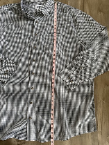HB Button Down Shirt Men's 2XLT Check Print Navy Green Long Sleeve Harbor Bay - Picture 5 of 7