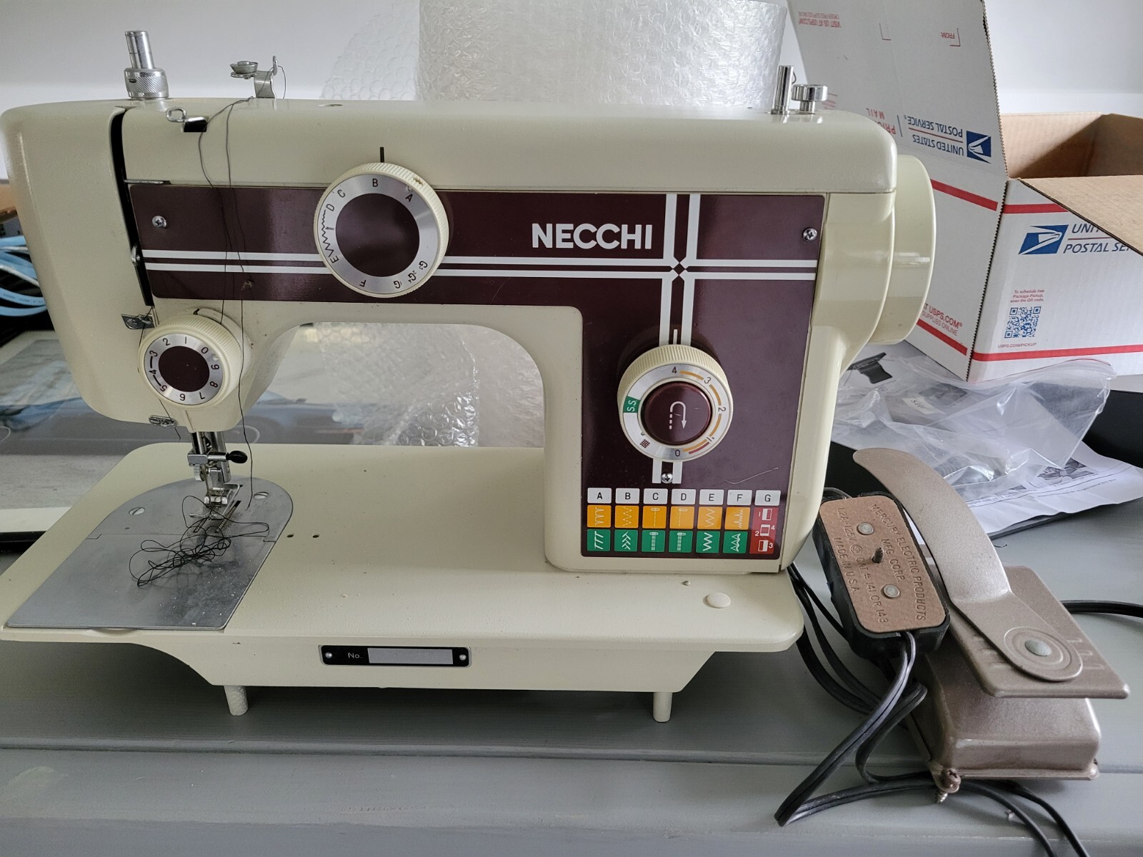 Necchi Model 522 Sewing Machine w/Foot Pedal, Power Supply Cord eBay