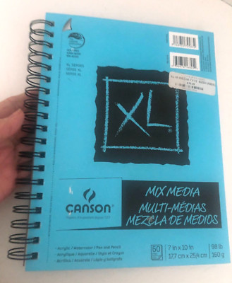 NEW Spiral CANSON XL Mix Media SKETCH BOOK 98# White  Sheets 7X10 Acid Free