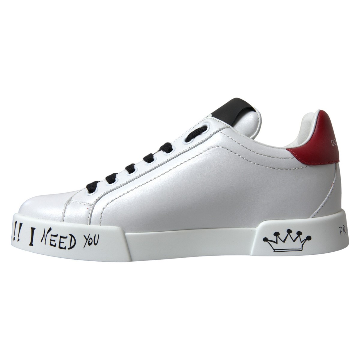 【関税&送料込】Dolce&Gabbana White Black Portofino Sneakers DOLCE & GABBANA Shoes Portofino White Love Patch Classic