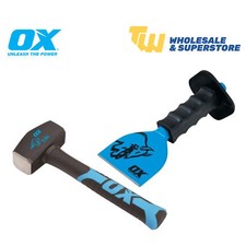 OX Tools Demolition Striking Kit Pack Club Lump Hammer and Brick Bolster Chisel