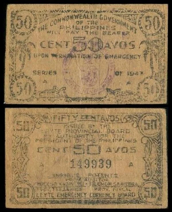 Philippine 50 Twenty Centavos, LEYTE Provincial Board WW2 Emergency Note 1943 - Image 4 of 4