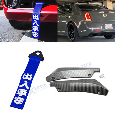 Sporty Canard Splitters Diffuser Spoiler Lip+Towing Strap For Chrysler 200 300