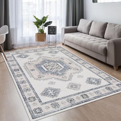 Washable Rug 5x7 Distressed Boho Rug Tribal Medallion Indoor Carpet Non Slip ...