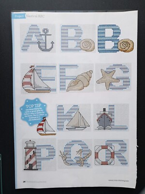 Kreuzstichkarte (aus Magazin) - Alphabet - Maritim ABC