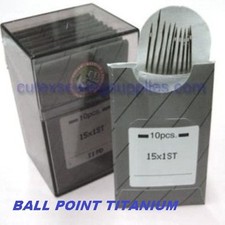 100 15X1ST Titanium Ball Point Flat Shank Embroidery Needle Same as 130/705H-E 