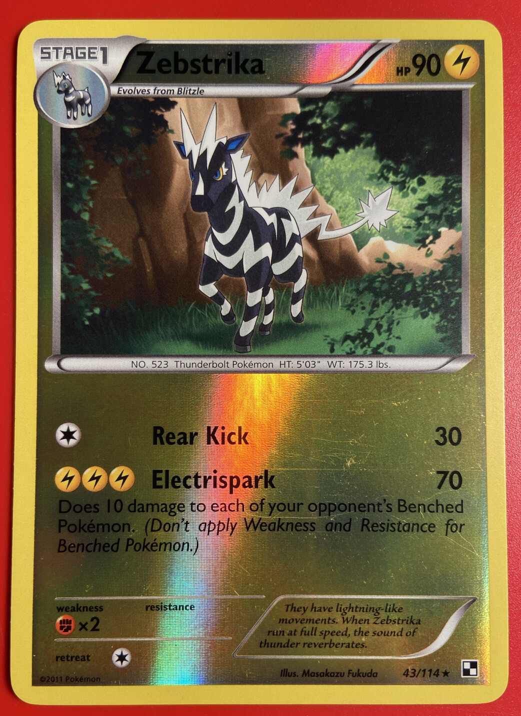 Pokemon Zebstrika 48/99, Zebstrika 42/114 & Zebstrika 43/114 Reverse