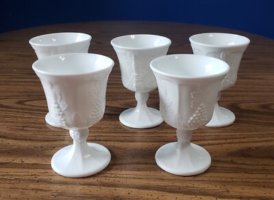Colony Glass Harvest Milk Glass Water Goblets - Set Of 5