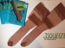 6 Pair s ONE SIZE Nude Heel Toe vintage BEIGE Nylon Garter Stockings NEW in PACK