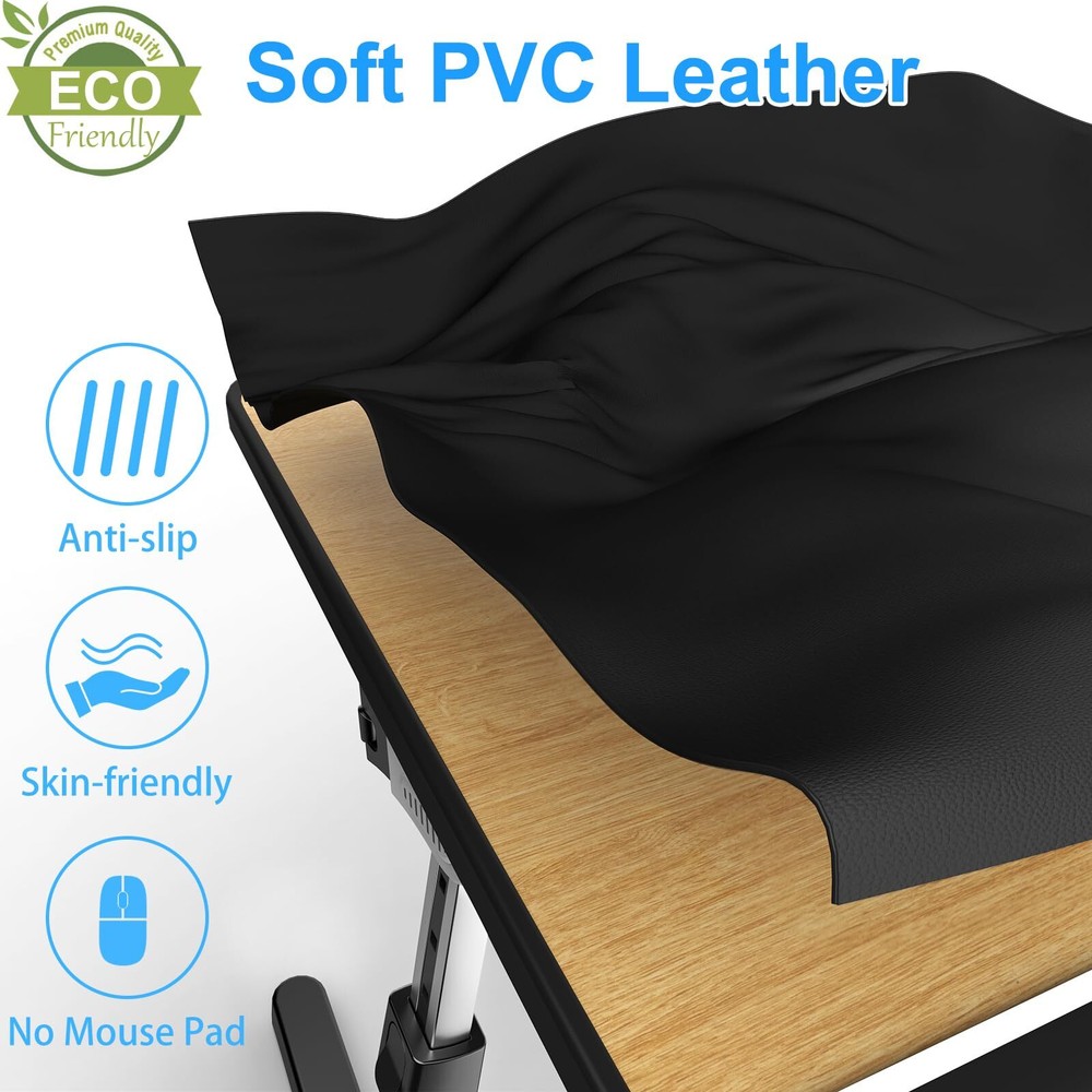 Adjustable Leather Laptop Stand for Bed with Foldable Legs and XL Tray