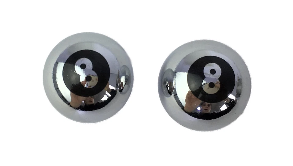 Bouchon de valve custom vélo auto moto quad " 8-Ball Chrome " la paire