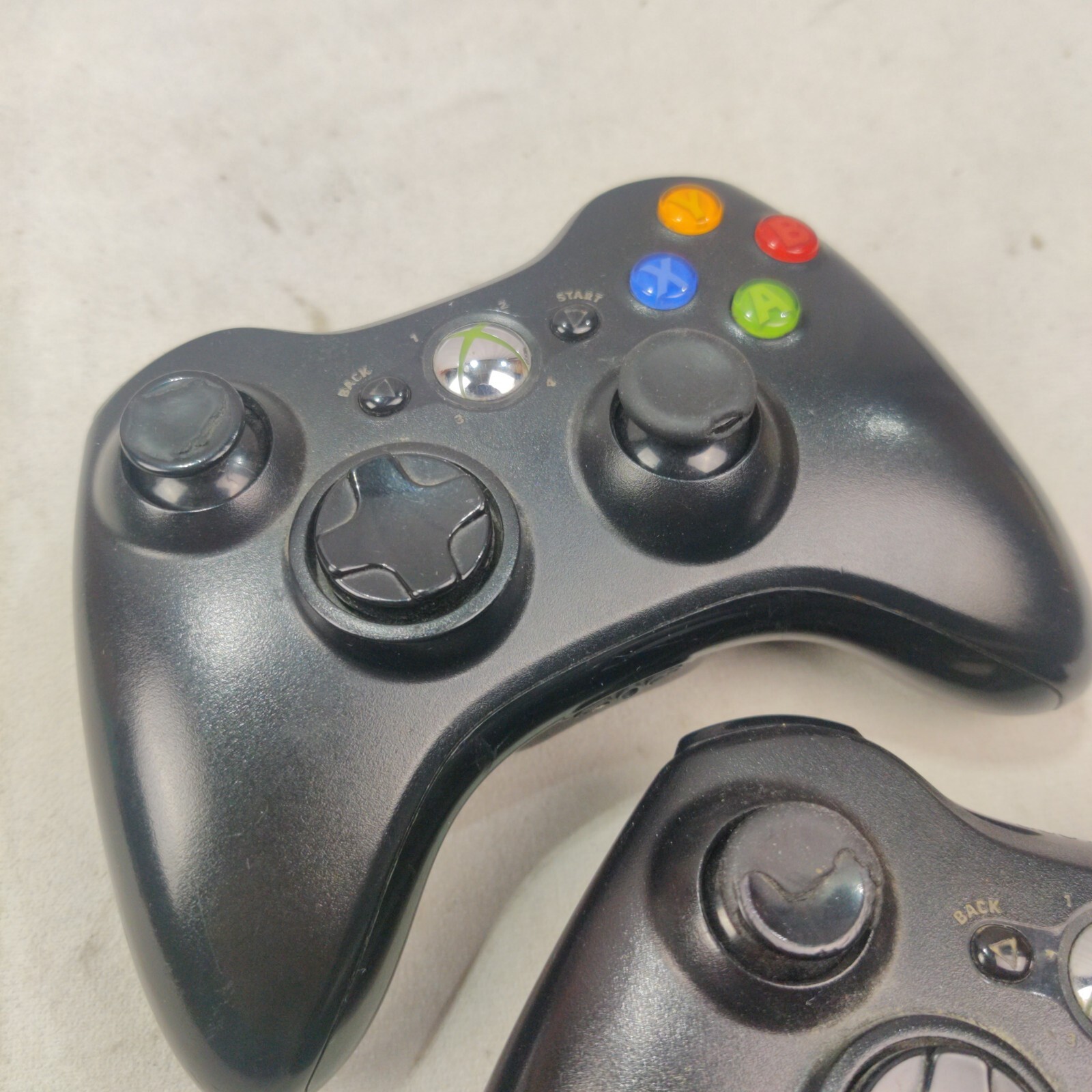 LOT OF 2 Official Microsoft Xbox 360 BLACK Wireless Controller OEM