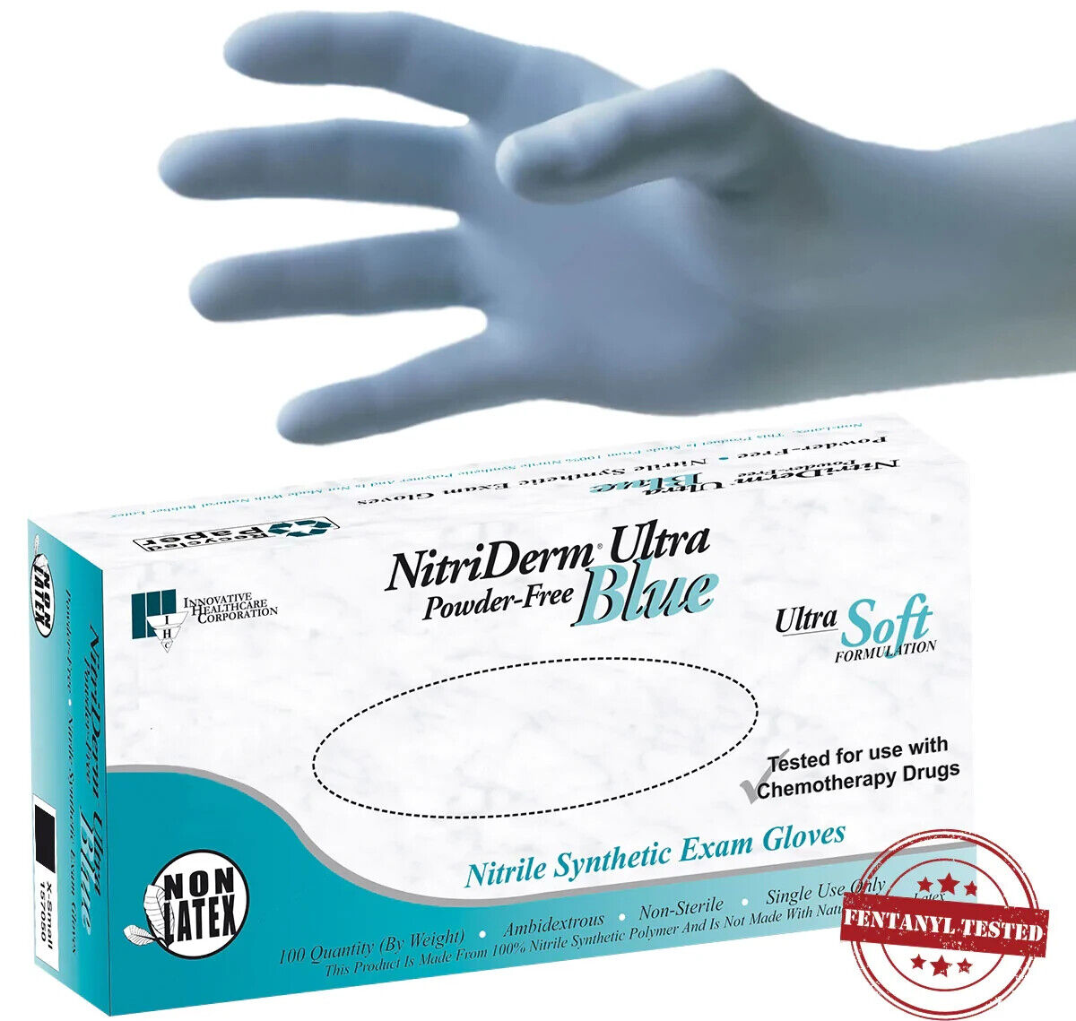 IHC NitriDerm Ultra Blue Nitrile Powder-Free Exam Gloves Series