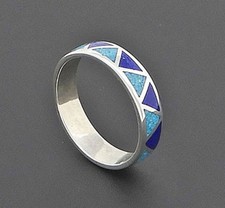 Indianerschmuck Navajo Hochzeitsring, Silber, echte Türkis-, Lapiseinlage