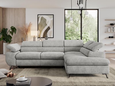 Wohnlandschaft L Form mit Schlaffunktion und Bettkasten, Schlafsofa - PEDRO L