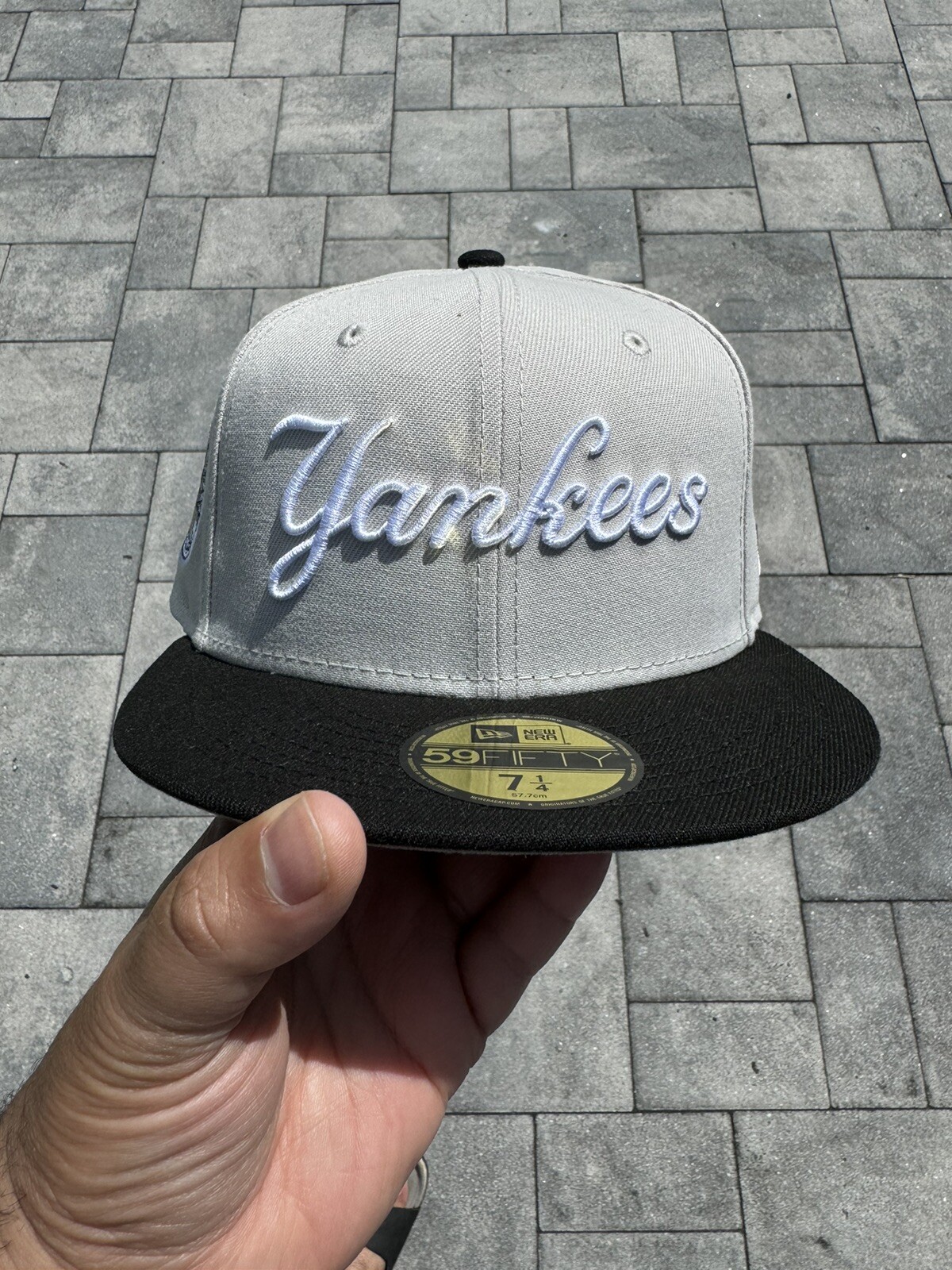 NEW ERA YORK YANKEES SCRIPT STONE WS PATCH FITTED 5950 BEIGE WHITE TAN ...