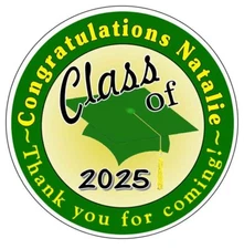 GREEN AND GOLD GRADUATION PARTY FAVORS TAGS LABELS STICKERS FOR FAVORS