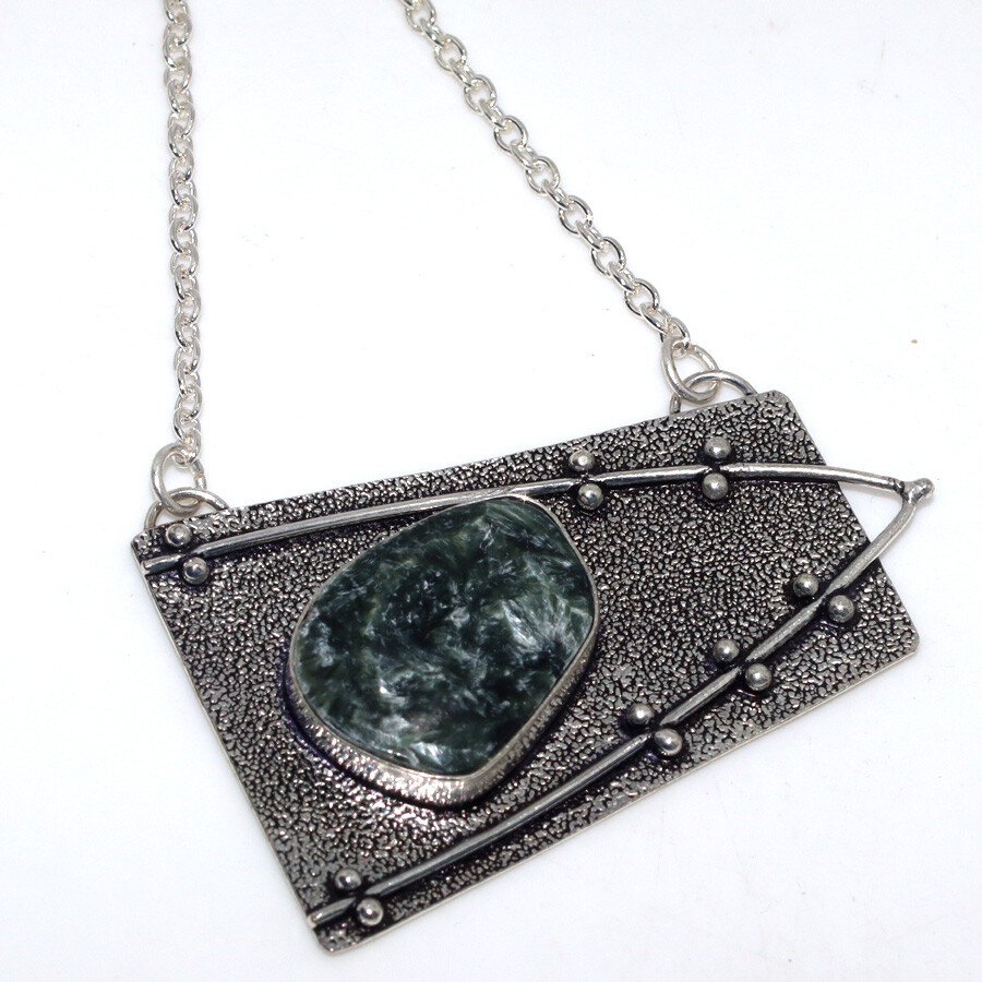 Seraphinite 925 Silver Plated Handmade 18