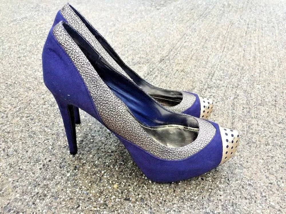Royal blue clearance and gold heels
