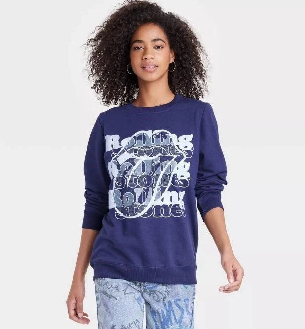 Womenu0026#039;s Rolling Stones Graphic Sweatshirt - Navy Blue XXL | eBay