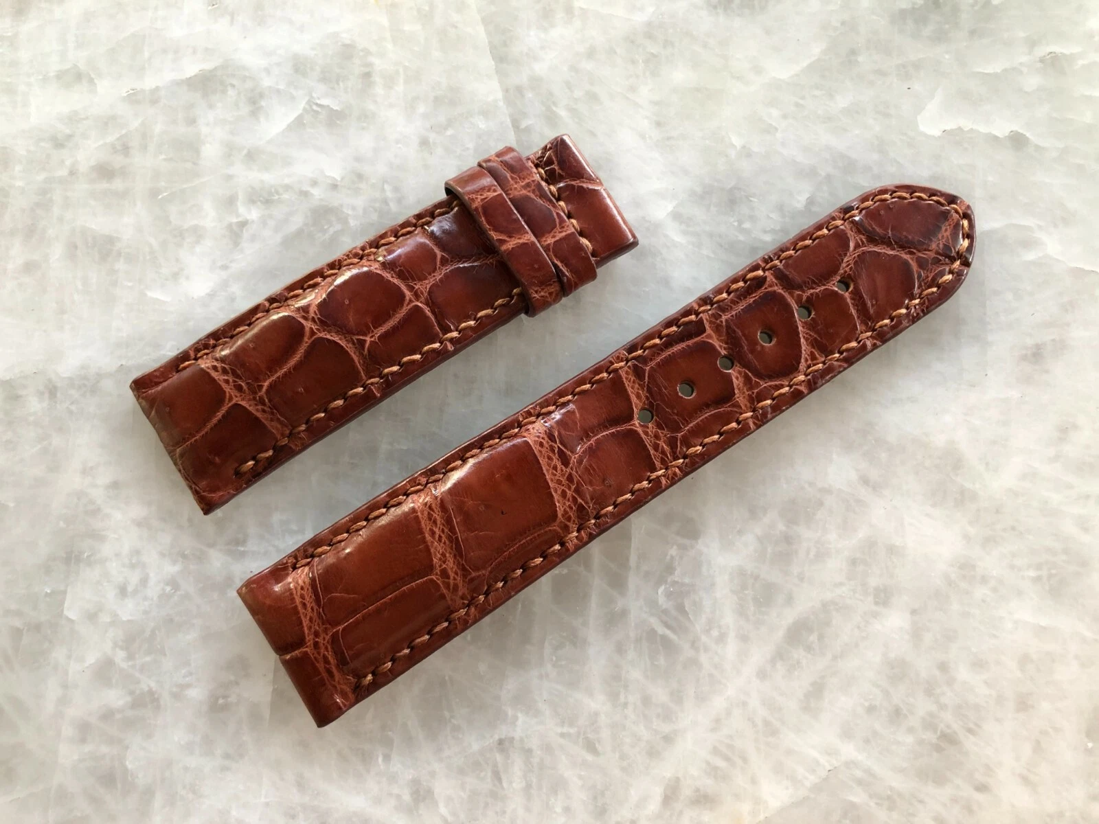 22mm/20mm Brown Alligator Crocodile Embossed Leather Watch Strap Band