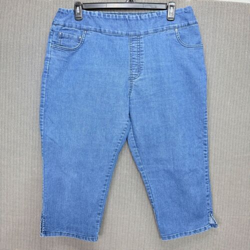 Blair Womens Size 18WM Blue Stretch Denim Capri Pants Elastic Waist Casual