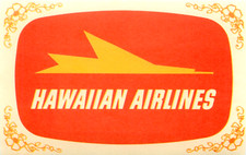 Hawaiian Airlines ~HAWAII~ Beautiful Old Airline Luggage Label, 1955   MINT
