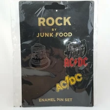 AC/DC Set Of 3 Enamel Metal Pin Badges Official US Import by Junk Food NEW