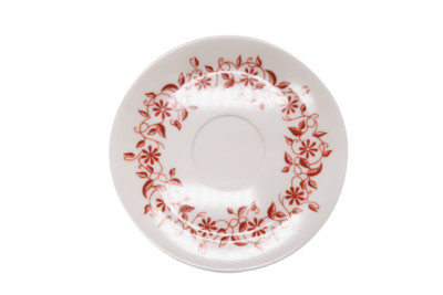 Vtg Melmac Harmony House Styled by Bernadette Saucer Plate White w/ Red Flowers