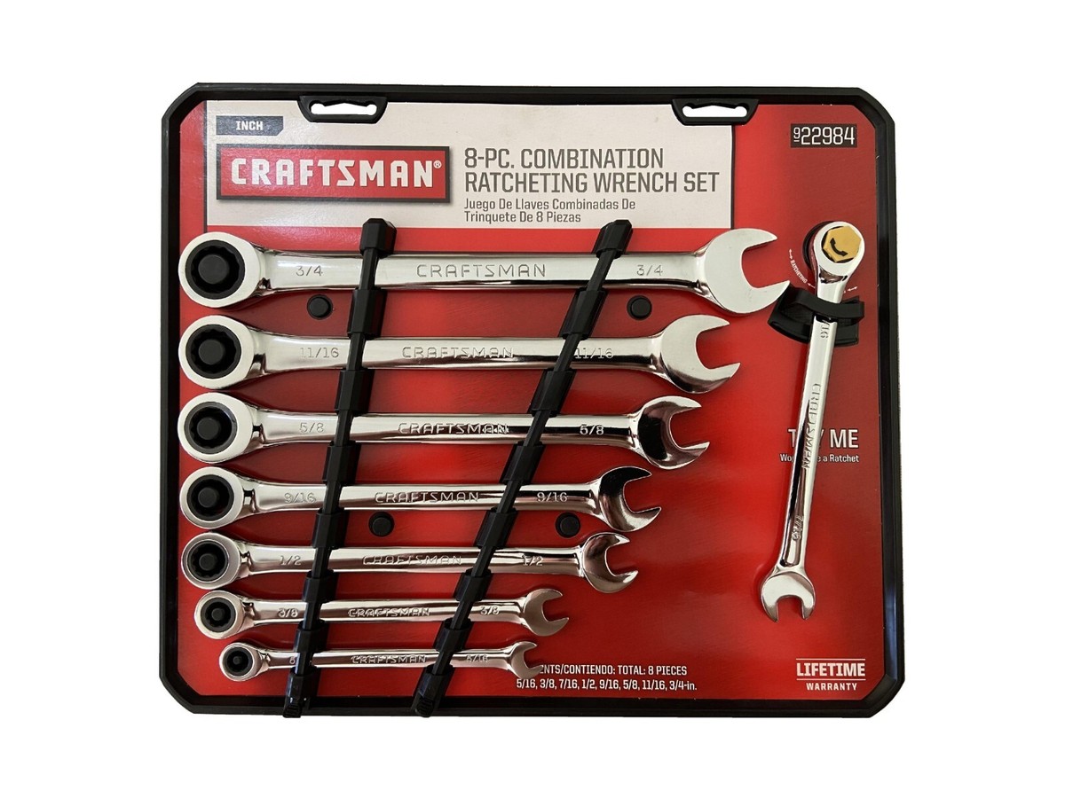 Craftsman 8 Pieces Flat Full-polished Ratcheting Inch Wrench Set 
