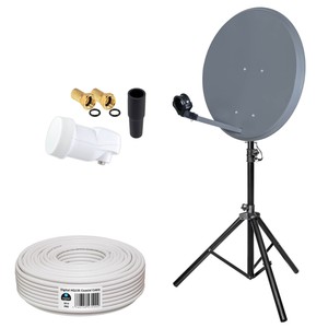 Camping-SAT-Anlage-Digital-40cm-Spiegel-Antenne-Dreibenstetiv-ALU-10m-Kabel-LNB