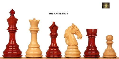 3.8" Columbian Knight Luxury Staunton Chess Pieces- Double Weighted Budrose Wood - Picture 2 of 7