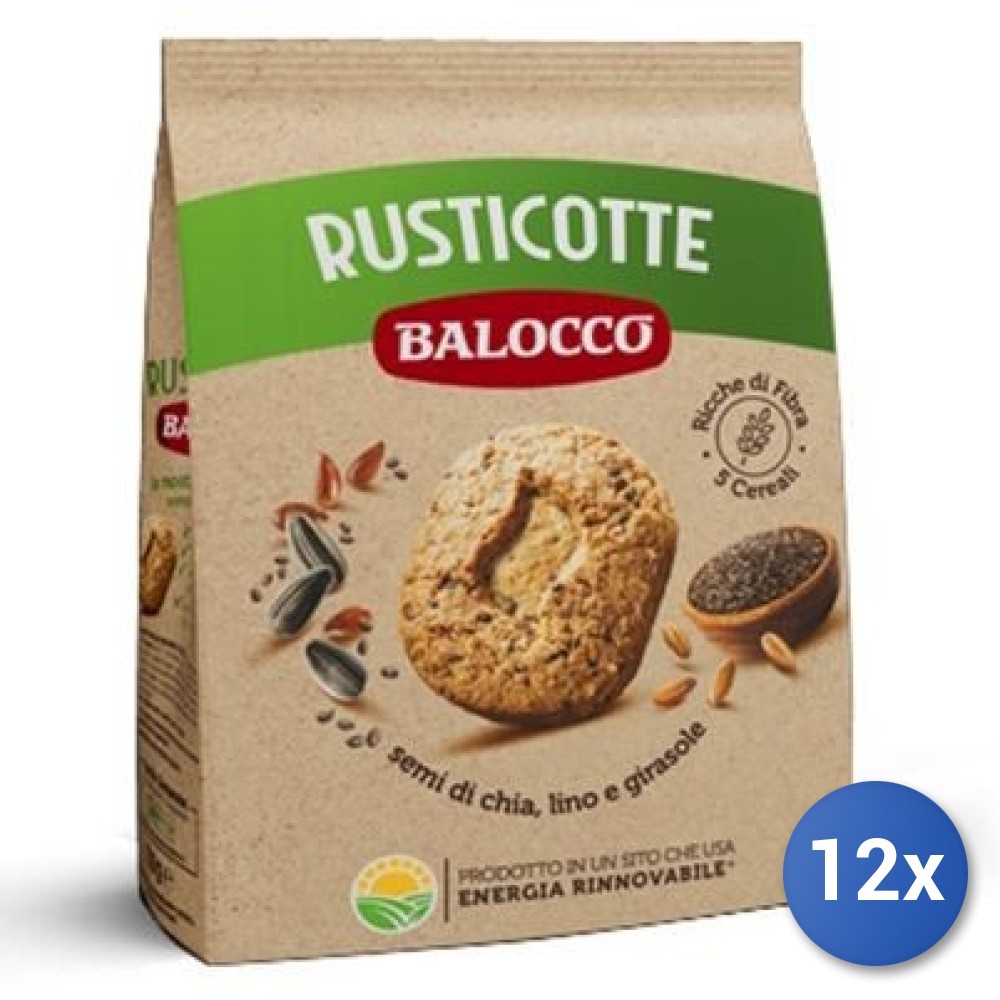 12X Multipack Balocco Cookies 700G Whole Grain Rusticotte