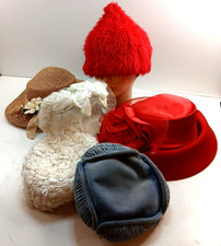 VTG Lot Of 6 Women's Hats Various Colors Styles And Materials