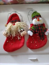 Hanging Decorative Santa And Snowman Stockings