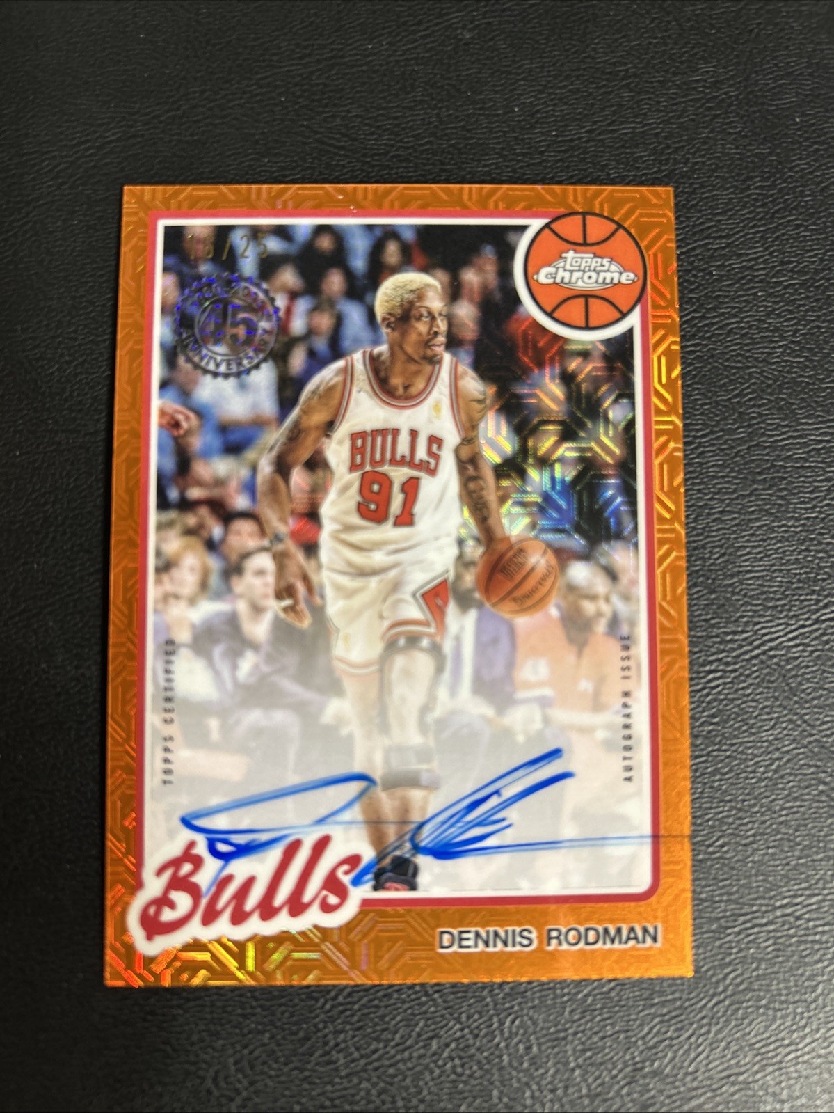 2025 Topps Basketball Dennis Rodman Orange Mojo Auto /25 On Card Chicago Bulls 