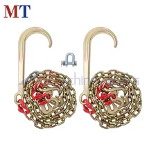 2PC J Hook Chains 5400Lb G80 Tow Chain 5/16In×6FT W/ 5/16' RTJ Hook Grapple Hook