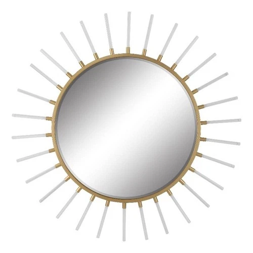 Uttermost Oracle Round MDF Acrylic and Metal Starburst Mirror in Gold Finish - Picture 1 of 6