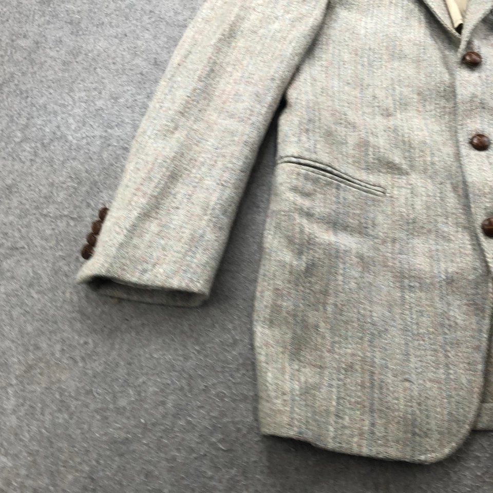 Blazer Harris Tweed Vintage Para Hombres 40 Largo Gris Lana Abrigo Deportivo Tejido a Mano EE. UU. Foto 3 de 4