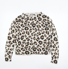 Marks and Spencer Women’s Beige Leopard Print Cotton Jumper Size 12