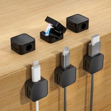 6 Magnetic Cable Clips,Under Desk Cable Management,Cord Holder for 6pack Black