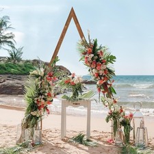 8.2FT Wooden Triangular Wedding Arch Backdrop Stand Boho Garden Ceremony Decor